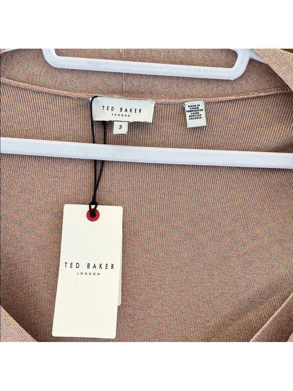 TED BAKER Eloisy Slim Fit Sparkle Knit Sweater In Pink Size 5 Large - Picture 7 of 12